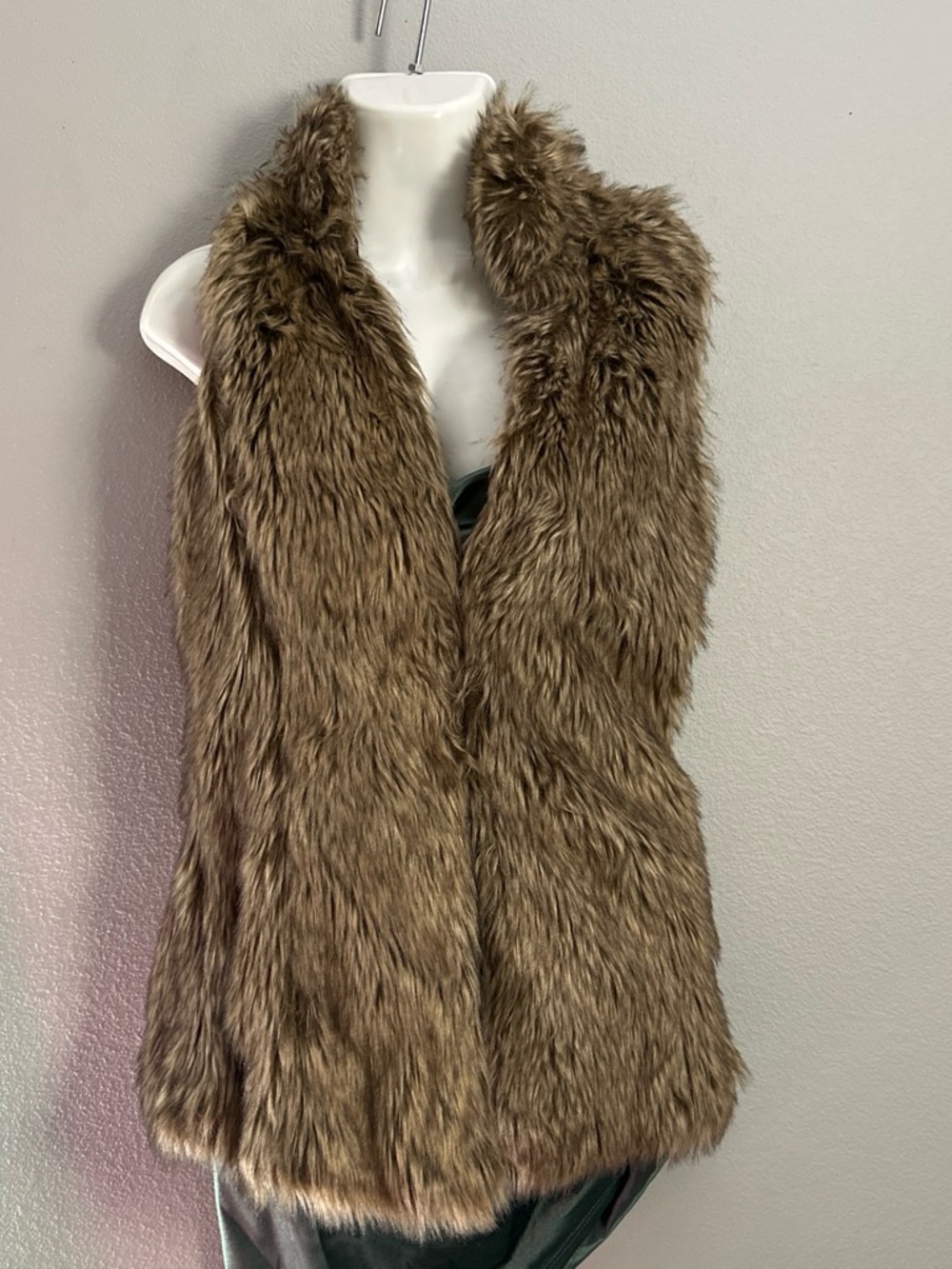 Bershka Brown Faux Fur Sleeveless Vest